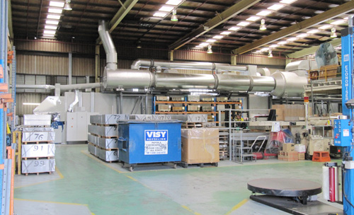 General view of recuperator in the installation with recuperative thermal oxidizer 