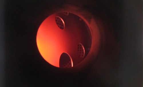 Burner view through the inspection hole